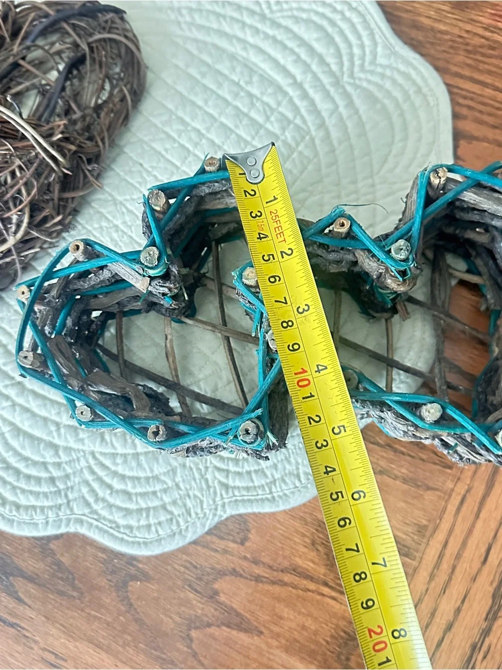 Lot of 2 wicker heart baskets